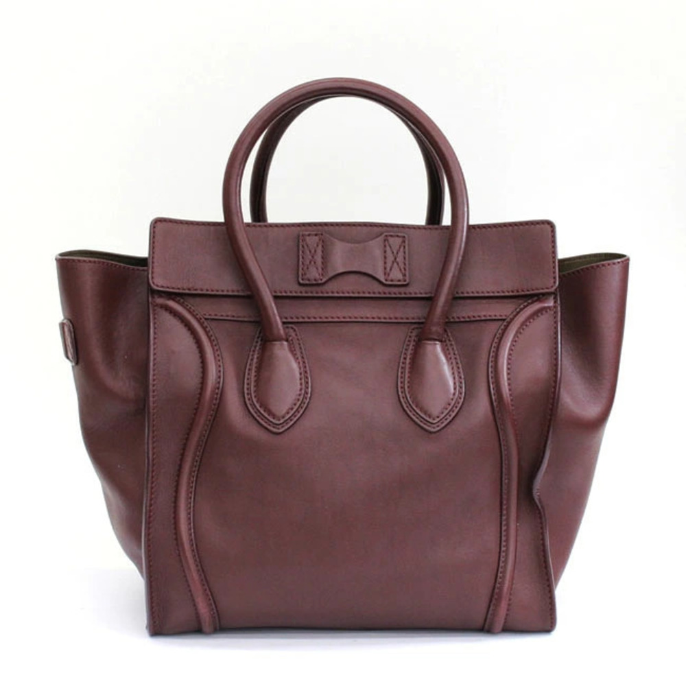 Celine Purple Leather Calf Shoulder Luggage Bag Smooth 2way Shopper Purple
